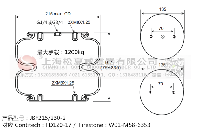 JBF215/230-2橡膠<a href='http://www.yfstny.com/' target='_blank'><u>空氣彈簧</u></a>