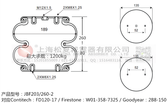 JBF203/260-2橡膠<a href='http://www.yfstny.com/' target='_blank'><u>空氣彈簧</u></a>